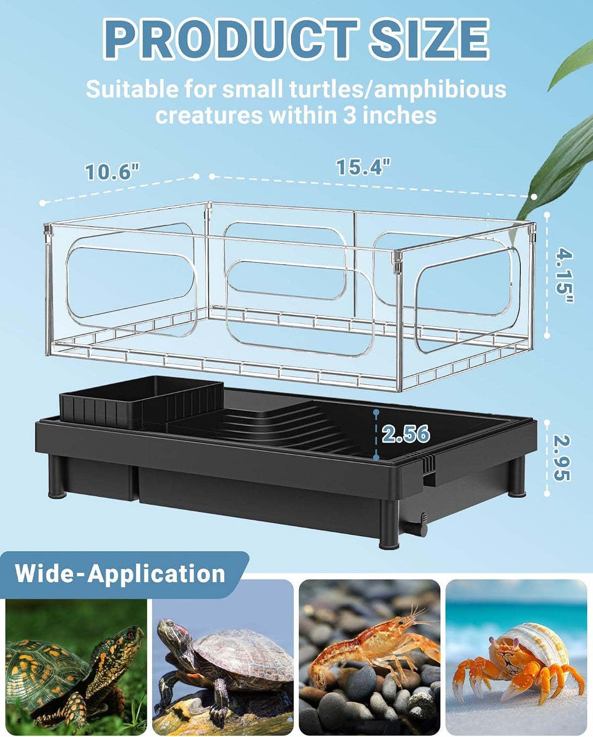 GOZILLA acrylic small turtle tank kit with basking lamp, filter and decorations - view 2