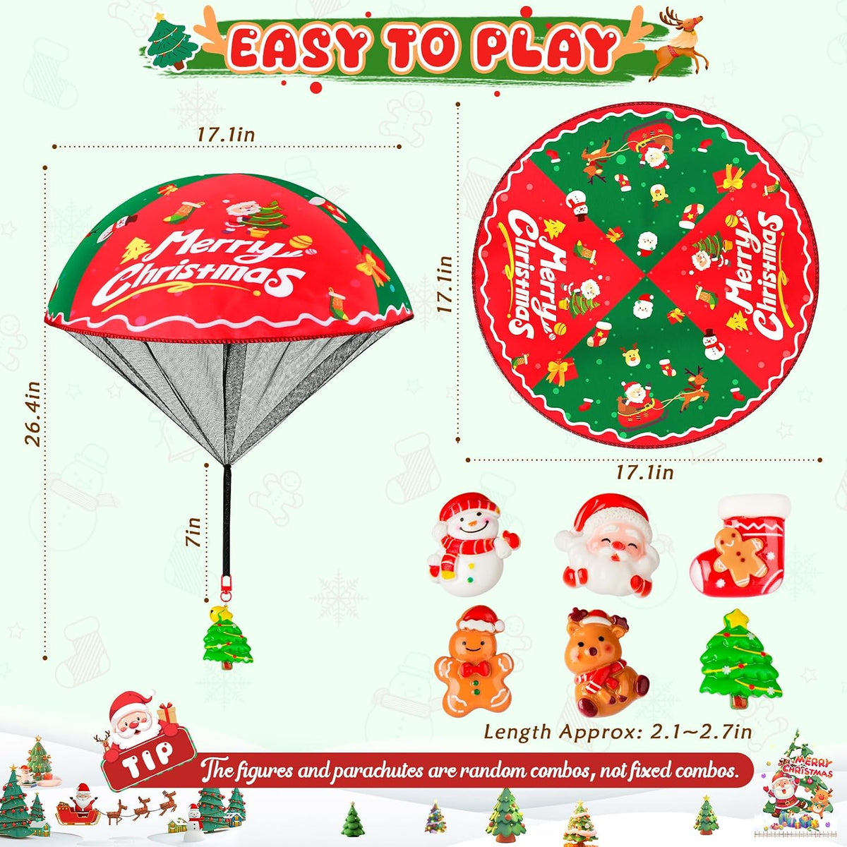 CPSYUB 6 Christmas mini parachute toys with bell keyring accessories - view 20