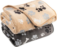 Dog Blanket Paw Bone Pattern 1 Pack 2 Super Soft Warm Flannel Sofa - 40*30 inch (Pack of 2) / Grey&beige|paw Bone