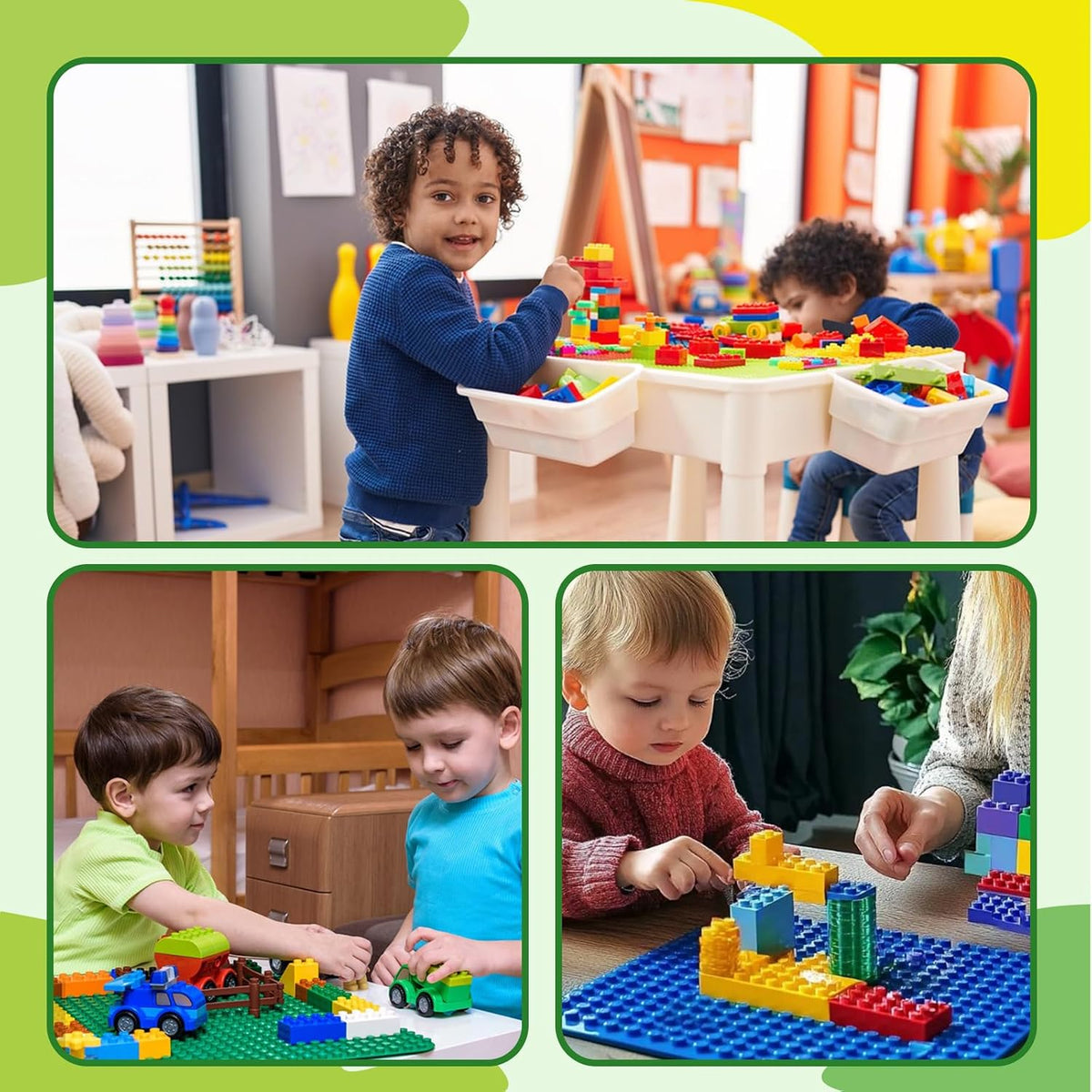 4 Pack Classic Baseplates, Building Plate for Building Bricks - Green-4 Pcs - image 3