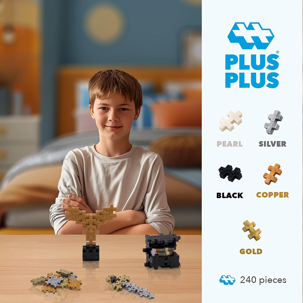 PLUS 240 Piece Glow in the Dark Mix, Mini Waffle Blocks - Treasure Mix Play Tube - image 2