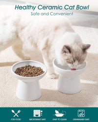 vancasso 2-Pack 6.2" Wide Elevated Cat Bowls - White / Food & Water Bowl Set - image 3