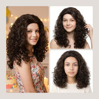 Onedor HairWiz 20 inch chocolate brown curly wig for kids with wig cap - view 4