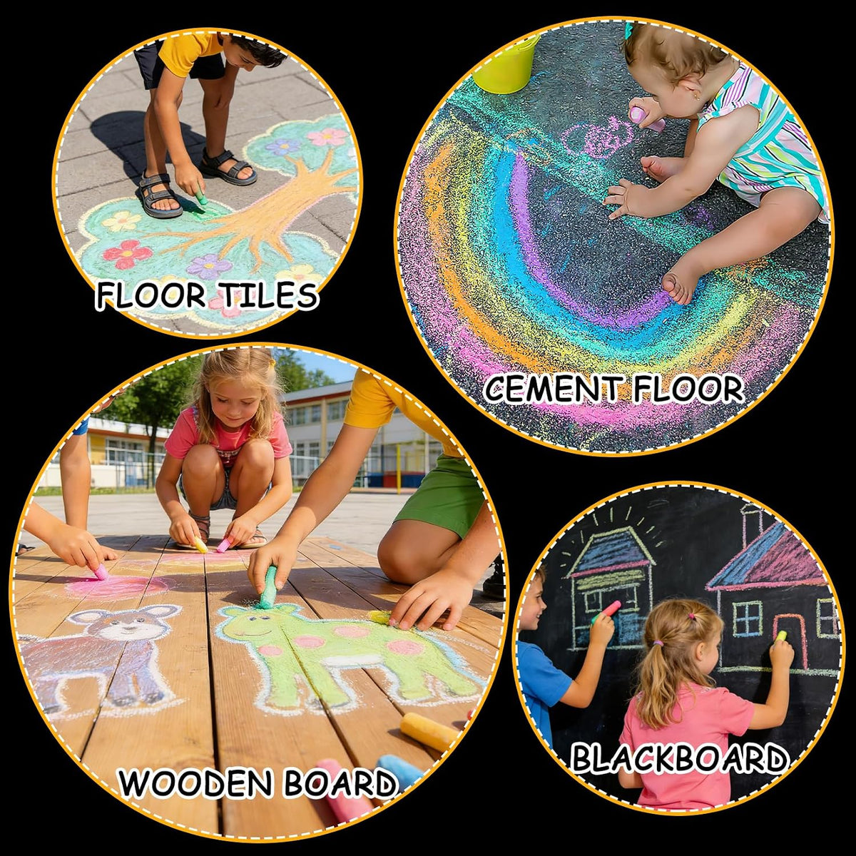 180PCS Sidewalk Chalks Set in 20 Colors, Non-Toxic - 100 - image 4