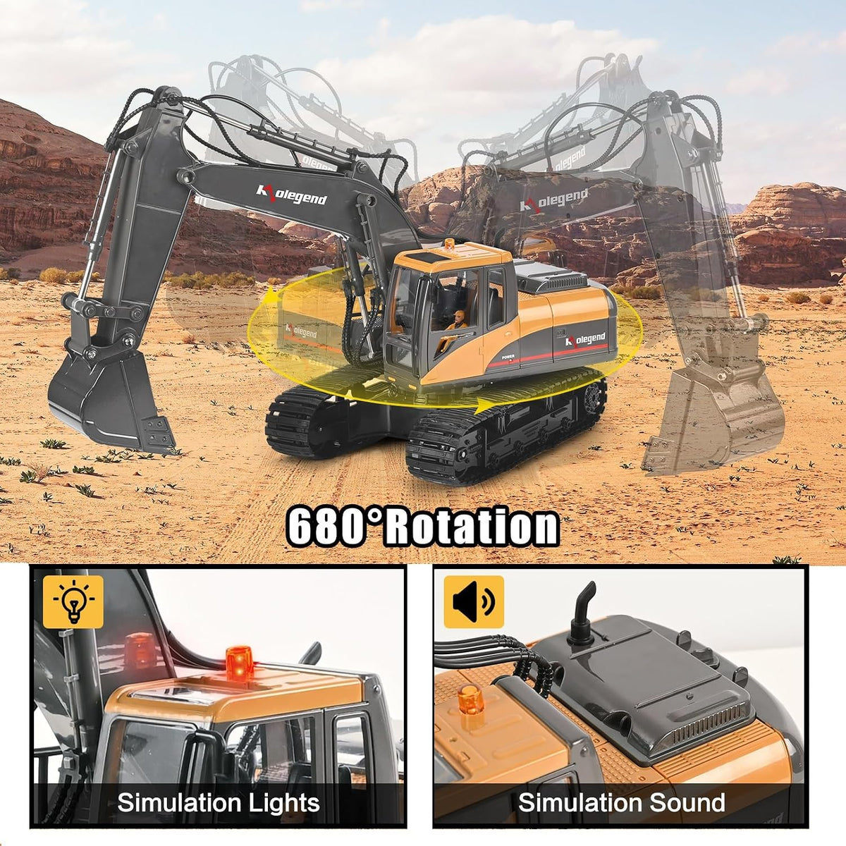 kolegend 3 in 1 Remote Control Excavator Toy 14 Channel RC Excavator - Medium - image 4