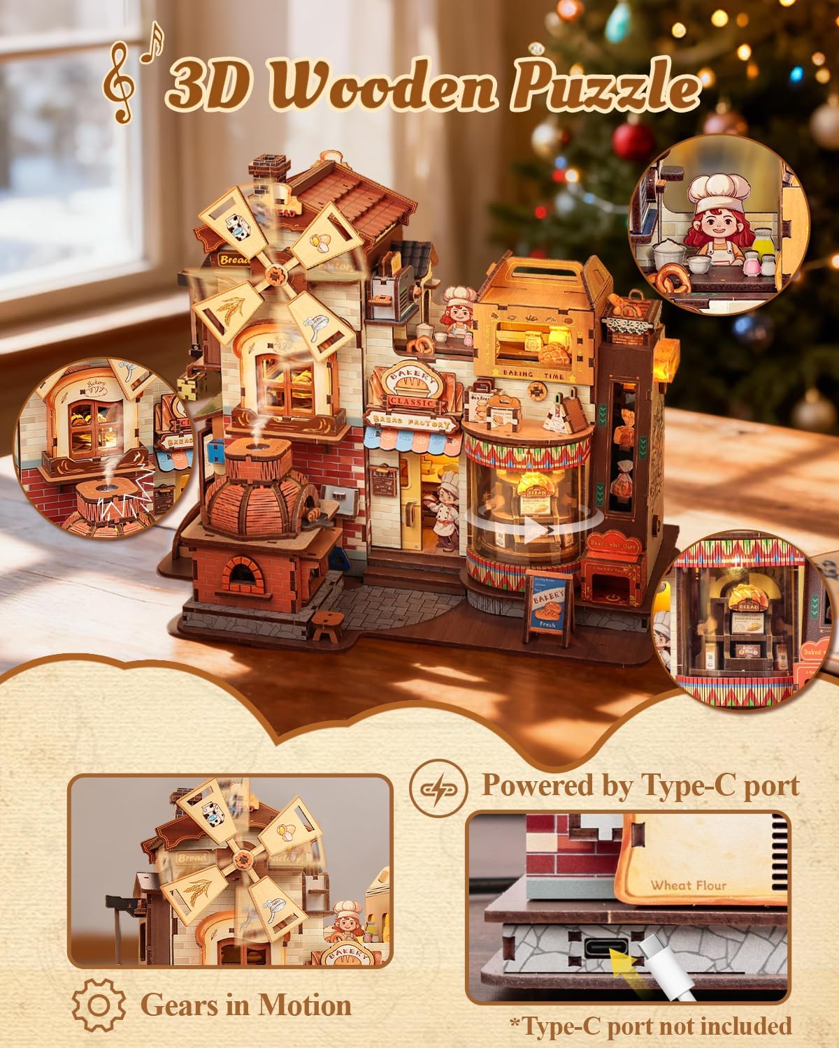 CUTEBEE 3D Wooden Puzzle for Adults - Bread Factory - image 3