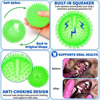 36 Pcs 2.5 in Squeaky Dog Toy Balls Spiky Dog Balls Chew Toy - 4.5in / LED – 9 Pcs - image 4