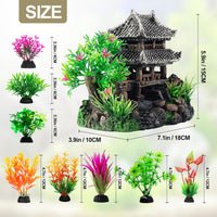 CousDUoBe 9Pcs Resin Castle Decorations Set，Realistic Fish Tank - image 3