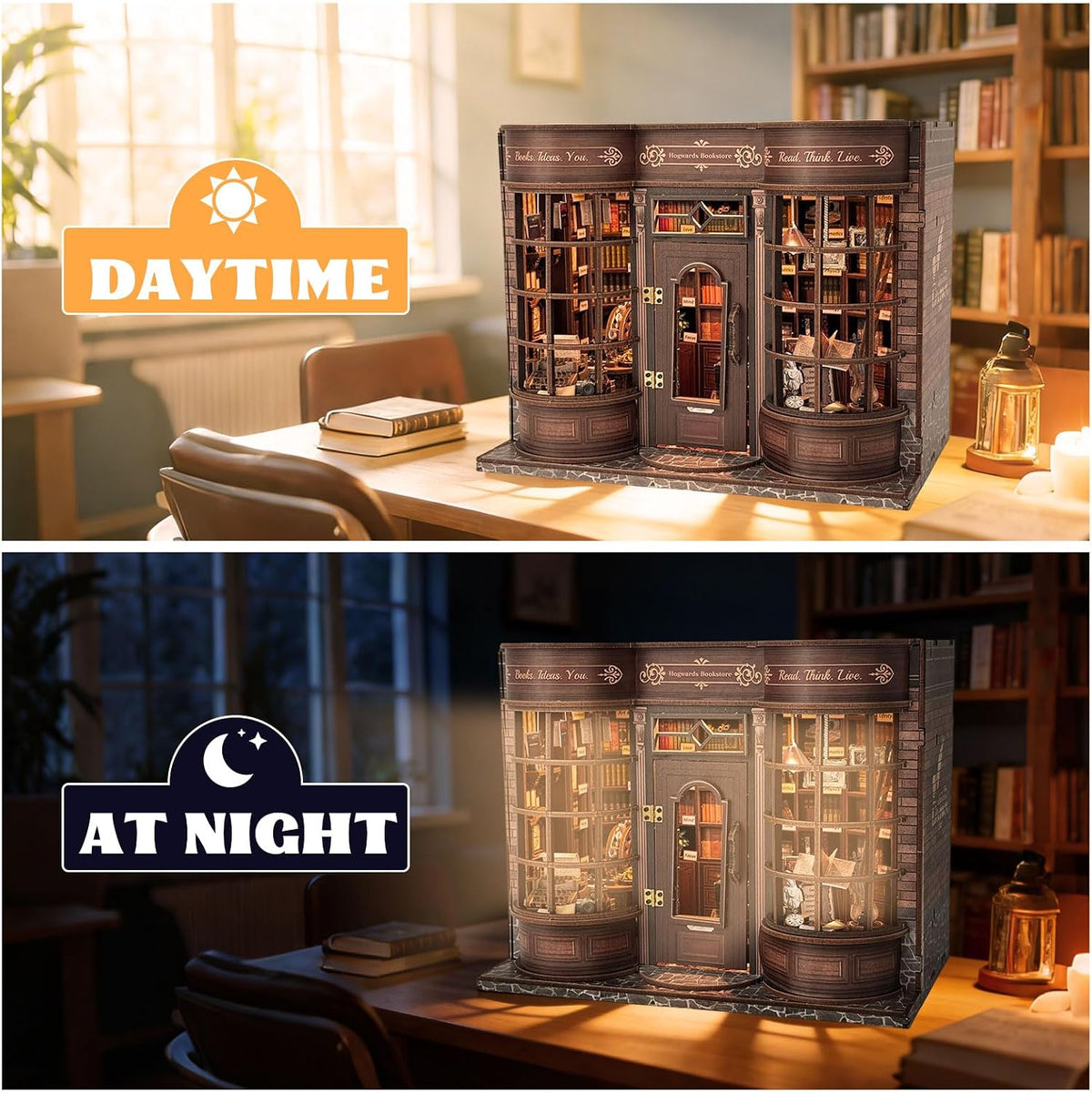 DIY Miniature House Kit, Pet Shop Book Nook Kit with LED Light - Hoggor Bookstore - image 3