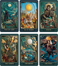 sishui Gilded Age Tarot Deck with Guidebook - Teal and Gold - image 4