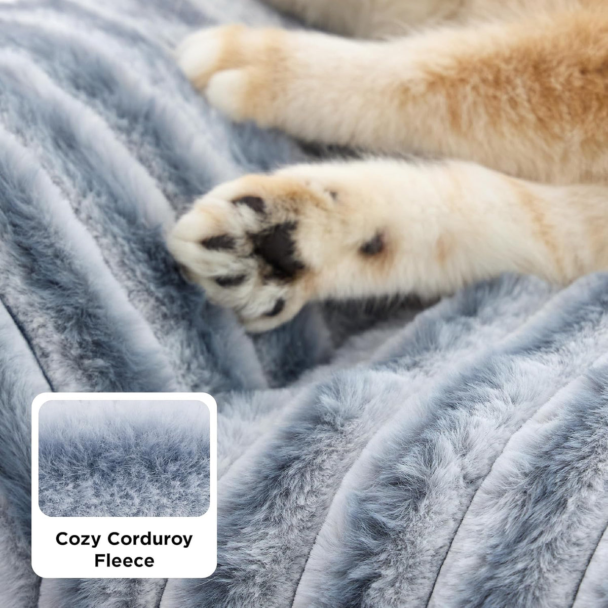 Bedsure ComfyFleece Shown on TV Fluffy Cute Cat Couch for Pets - 30x20x10" / Blue Indigo - image 4
