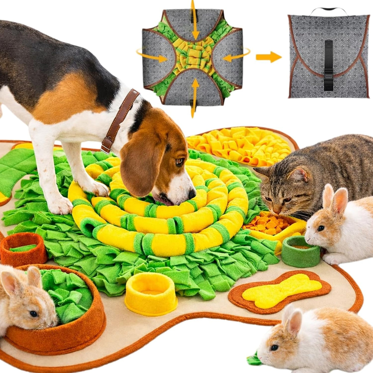 HOPET Snuffle Mat for Dogs Large Breed - 28*28 A-Green Flower Trap