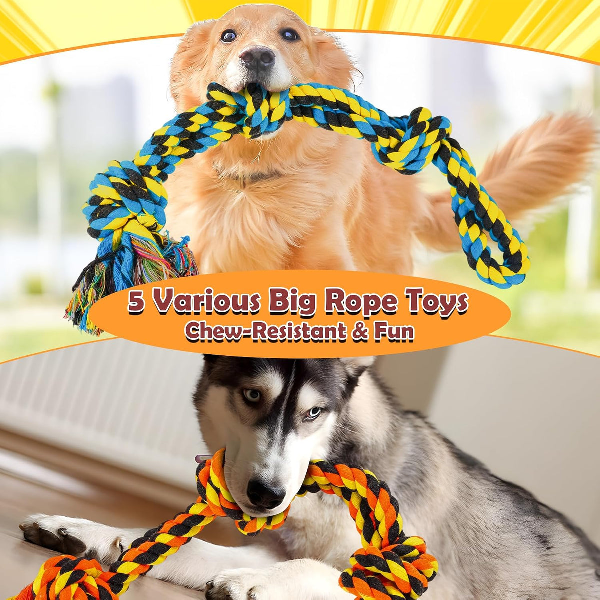Dog Ropes Toys for Aggressive Chewers - 5 Packs / Large - image 3