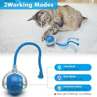 Cat Toys Ball for Indoor Cats - Interactive Automatic Cat Ball Toy | Fast Rolling & Motion Activated Chirping | Hide and Seek Mouse Catching Game | Stimulates Hunting Instinct (Blue)