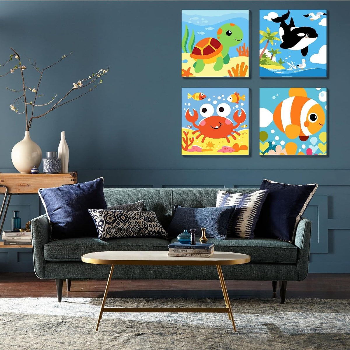 FQOVKYN 4 pack paint by number kit for kids with cute animal 8x8 canvases - view 8