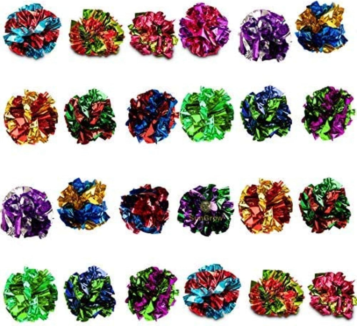 SunGrow Cat Crinkle Balls - Multicolor, 24 Pcs