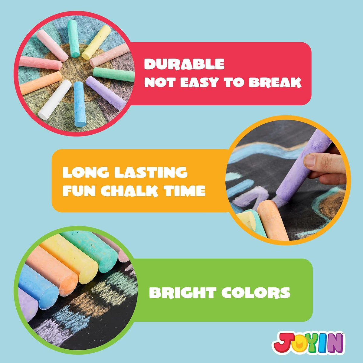 JOYIN 120 PCS Sidewalk Chalks for Kids Giant Box Non-toxic Jumbo - 120 - image 3