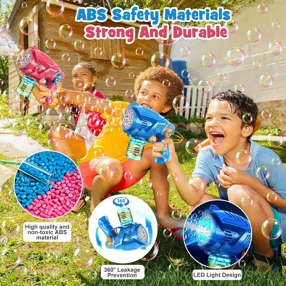 Nicmore automatic bubble gun 2-pack for kids with bubble solution bottles - view 15