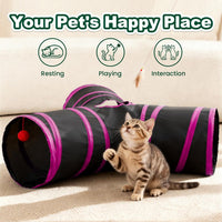 Love's cabin Cat Tunnel for Indoor Cats - Black&Rose Red / M (31"x17"x11") - image 3