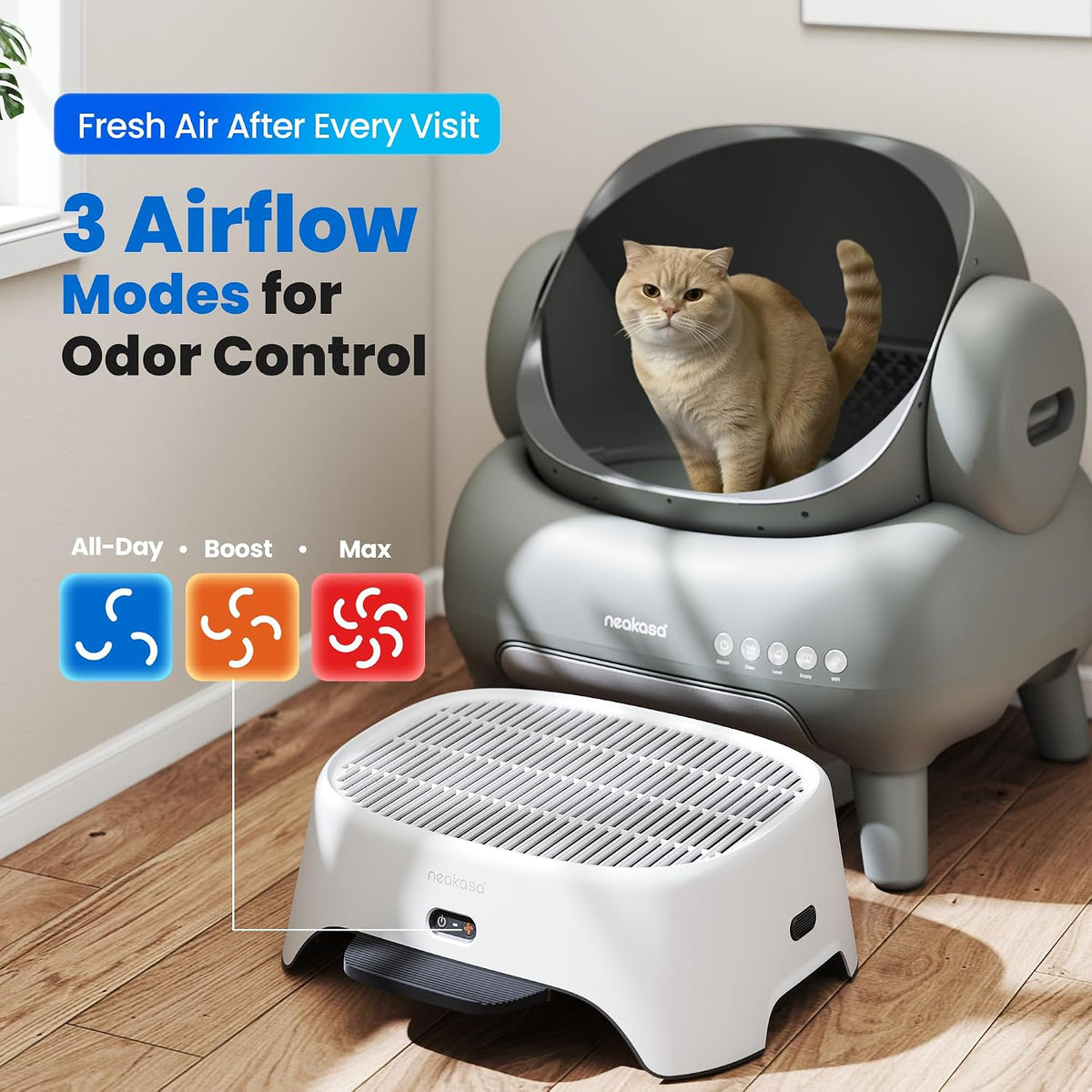 Neakasa M1 Plus Automatic Cat Litter Box with 2-Year Protection Plan – Daily Care for Cats - White - image 3