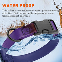 Dogline Biothane Waterproof Dog Collar with Quick Release Buckle Strong Coated Nylon Webbing with Odor- Proof for Easy Care Easy to Clean Fits Small Medium Large Dogs, Purple 5/8" W 9-14" L