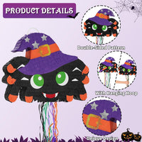 WERNNSAI Halloween skull pumpkin piñata in orange and black with spooky face - view 17
