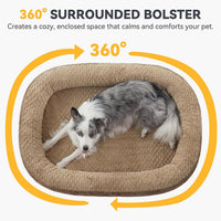 JOEJOY XL Orthopedic Dog Bed for Large Dogs, 360° Oval Bolster - Brown / 48"l X 35"w X 7.5"th - image 2