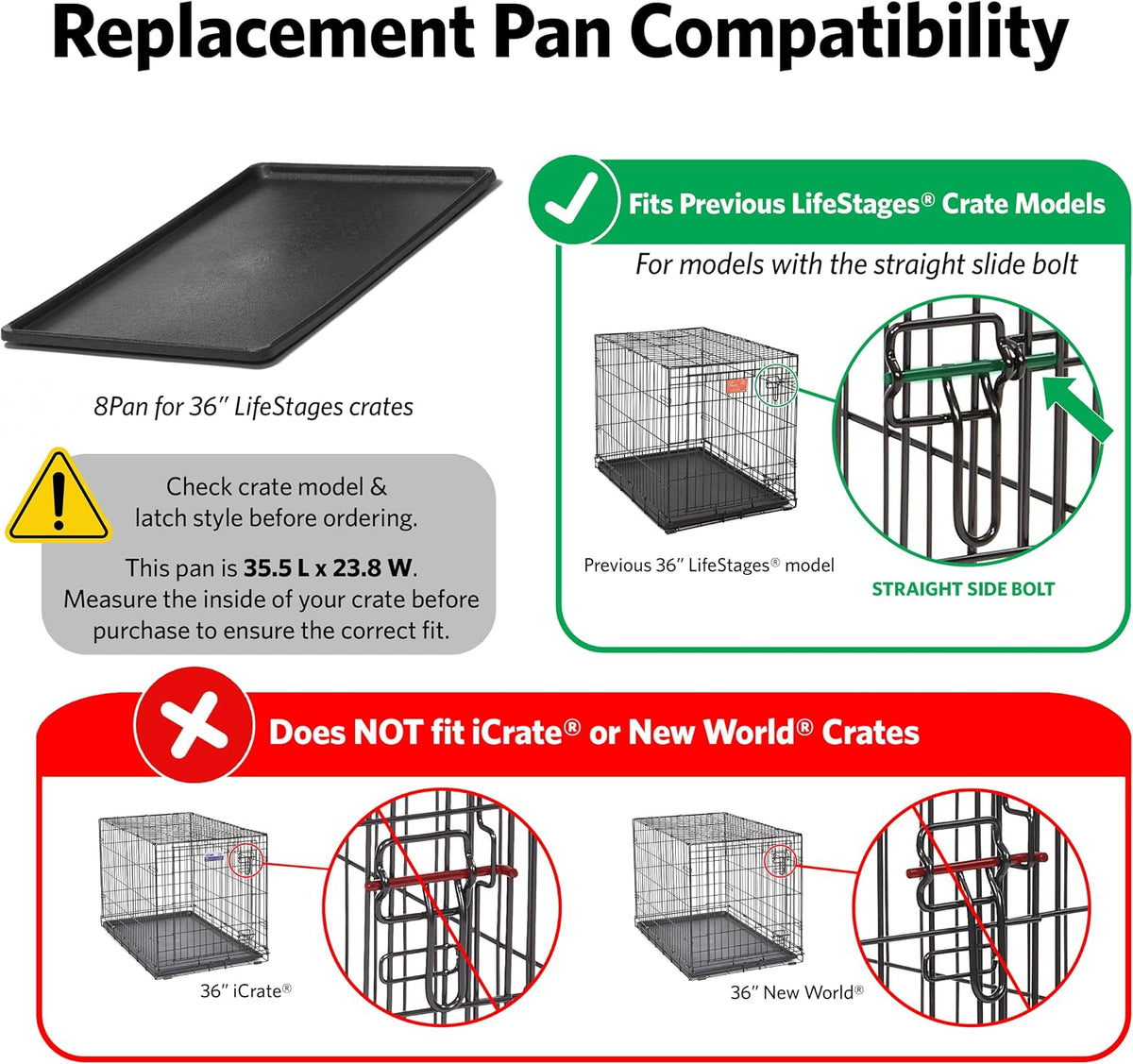 LifeStages by MidWest 36-Inch Replacement Pan - Fits 36-Inch Crate - LifeStages Footprint - image 2