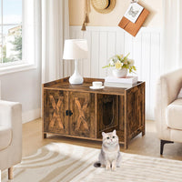 MAHANCRIS Cat Litter Box Enclosure - Rustic Brown - image 2
