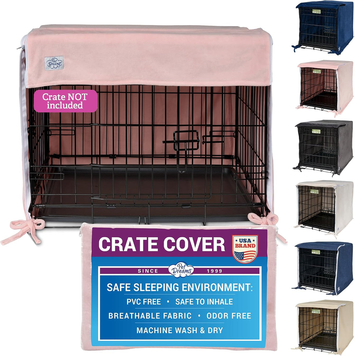 Pet Dreams Dog Crate Cover, Khaki, XX Large, 48" – Essentials for Dogs - Pink Blush / 36.0"L x 23.0"W x 25.0"H