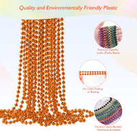 ZZYFGH 12 PCS Bead Necklace, 33'' Mardi Gras Beaded Necklaces – Fun for Kids & Family - Orange - image 3