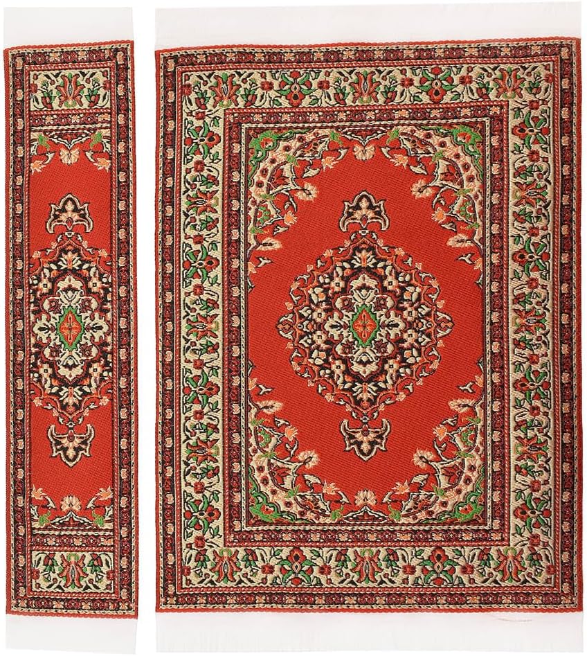 iLAND Dollhouse Rug 1/12 Scale Woven Miniature Carpet 2pcs Fragrance – Fun for Kids & Family - 2pcs Appetence