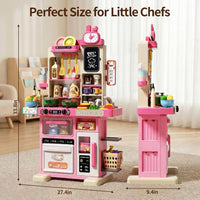 33.8IN Kids Kitchen Playset with Sound & Light - Pink - image 2
