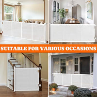Pawtners Retractable Baby Gates Extra Wide, 41" Tall Extends up to 71" Wide, Dog Gate Indoor with for Stairs, Pet Gate with Support Rods for Doorways Hallways Indoor & Outdoor-White