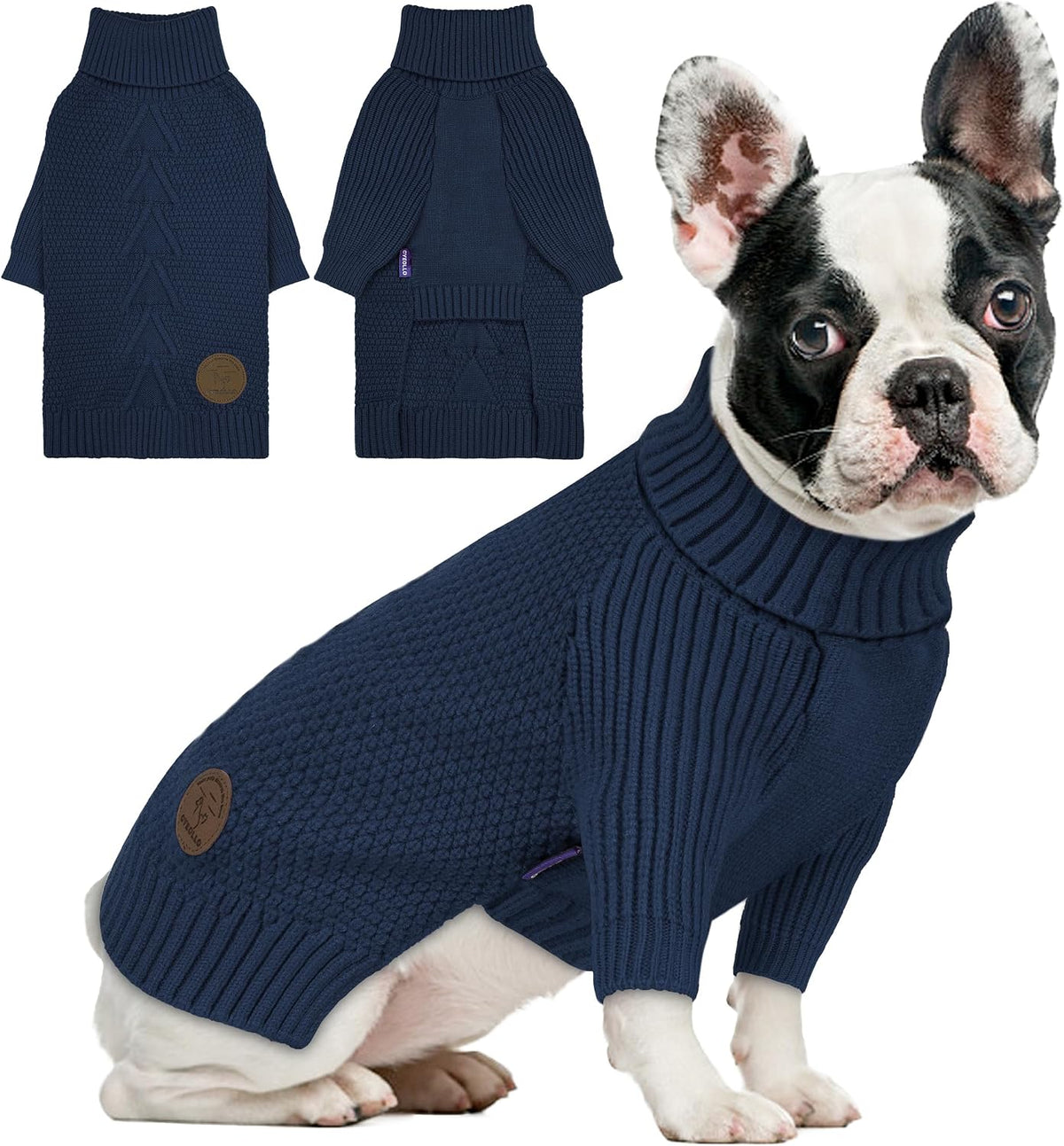Dog Sweater Long Sleeve Warm Knit Sweaters for Small Dogs Cats Boy – Essentials for Dogs - 1# Navy / Small