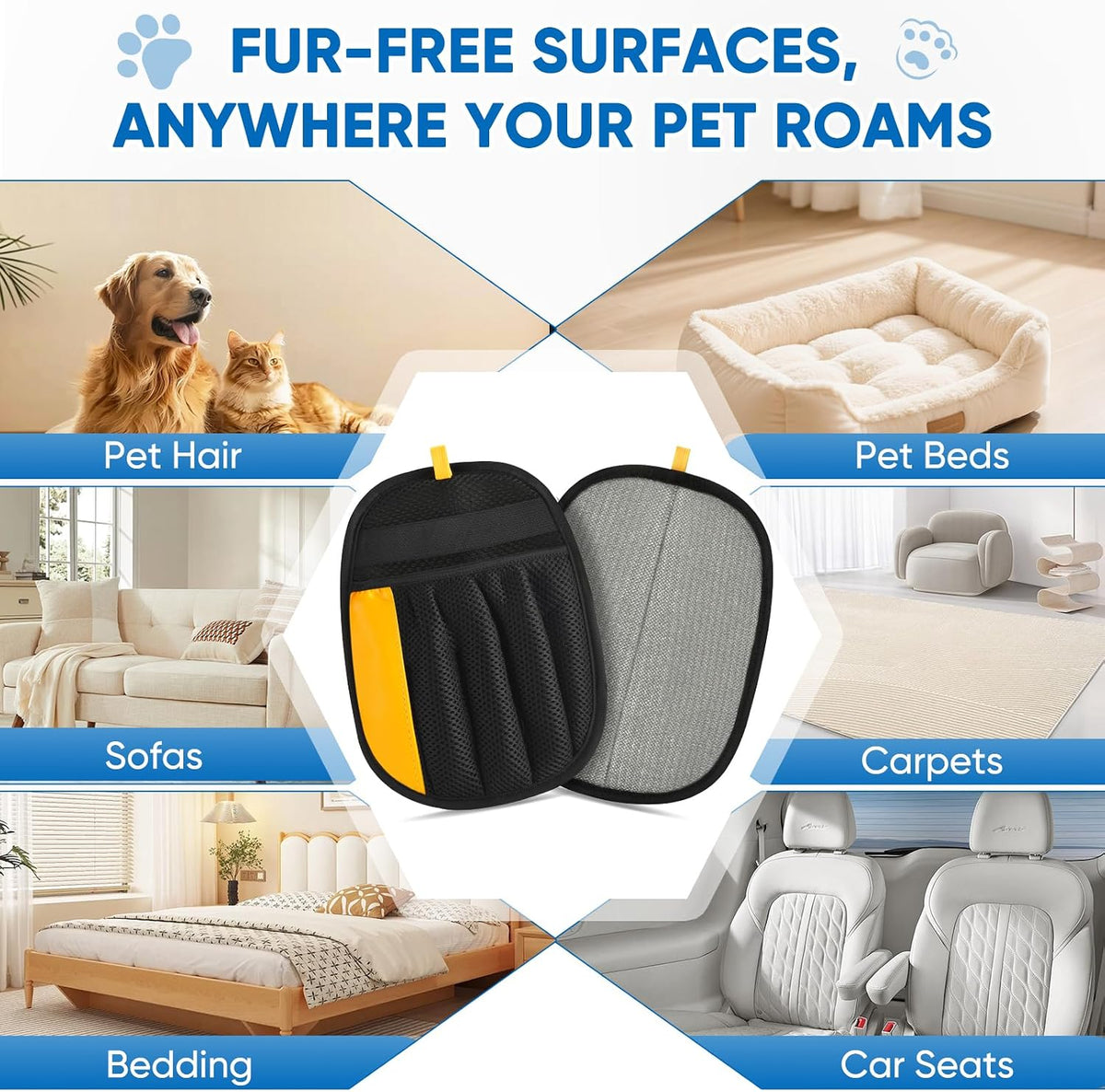 Electrostatic Pet Hair Removal Glove, Five-Finger, Grooming Mitt – Essentials for Dogs - image 4