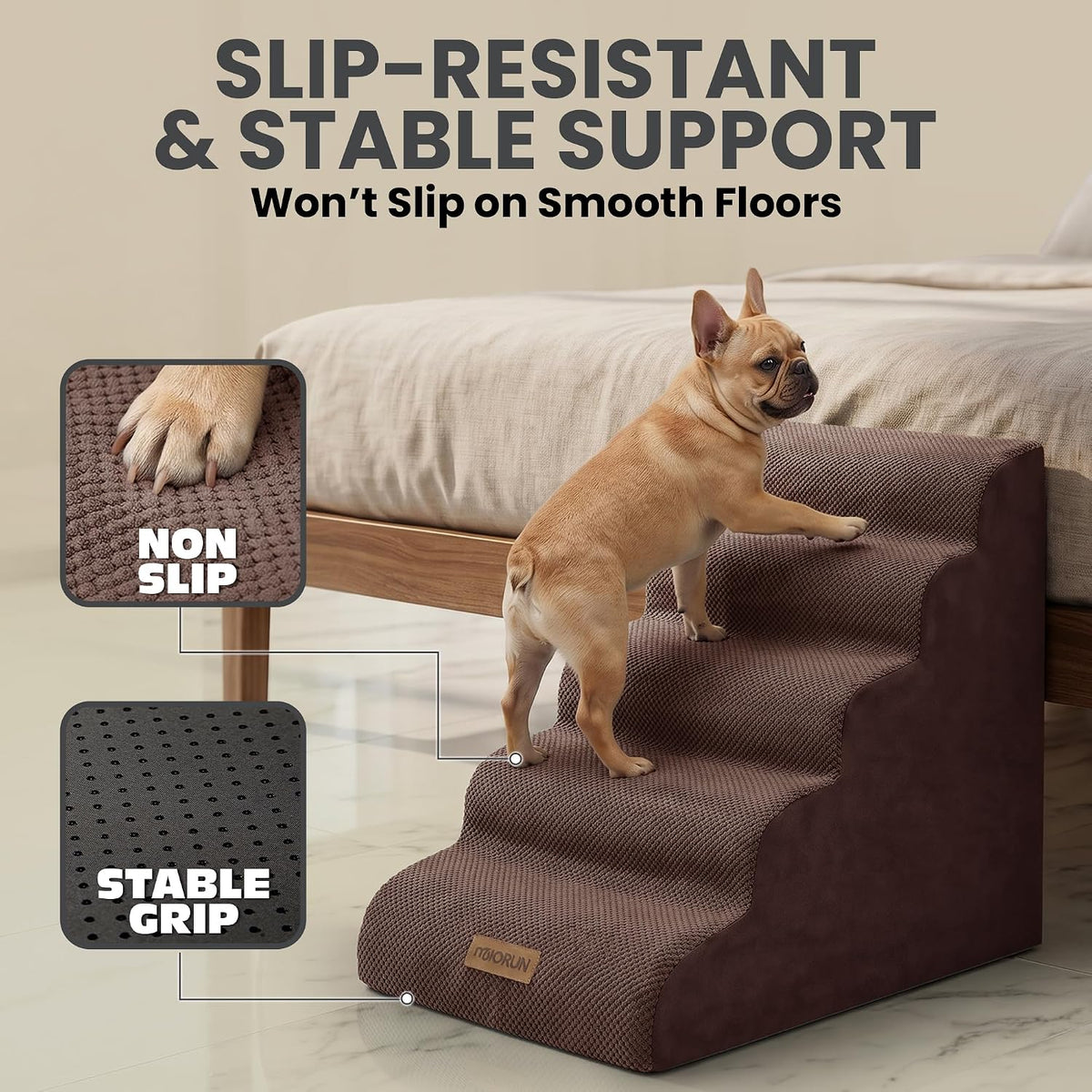 Miorun Dog Stairs for High Beds - Chocolate / 5.0 / Stairs 24.5"H - image 4