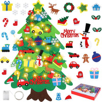 Onekka DIY felt Christmas tree set for kids with 32 felt ornaments and string lights