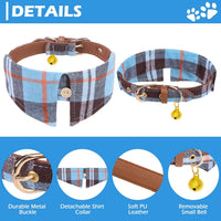 Dog Collar and Leash Set - Embroidery Floral Dog Bow Tie and Bandana Collar with Bell, Cute Flower - Skyblue / X-Small - image 2