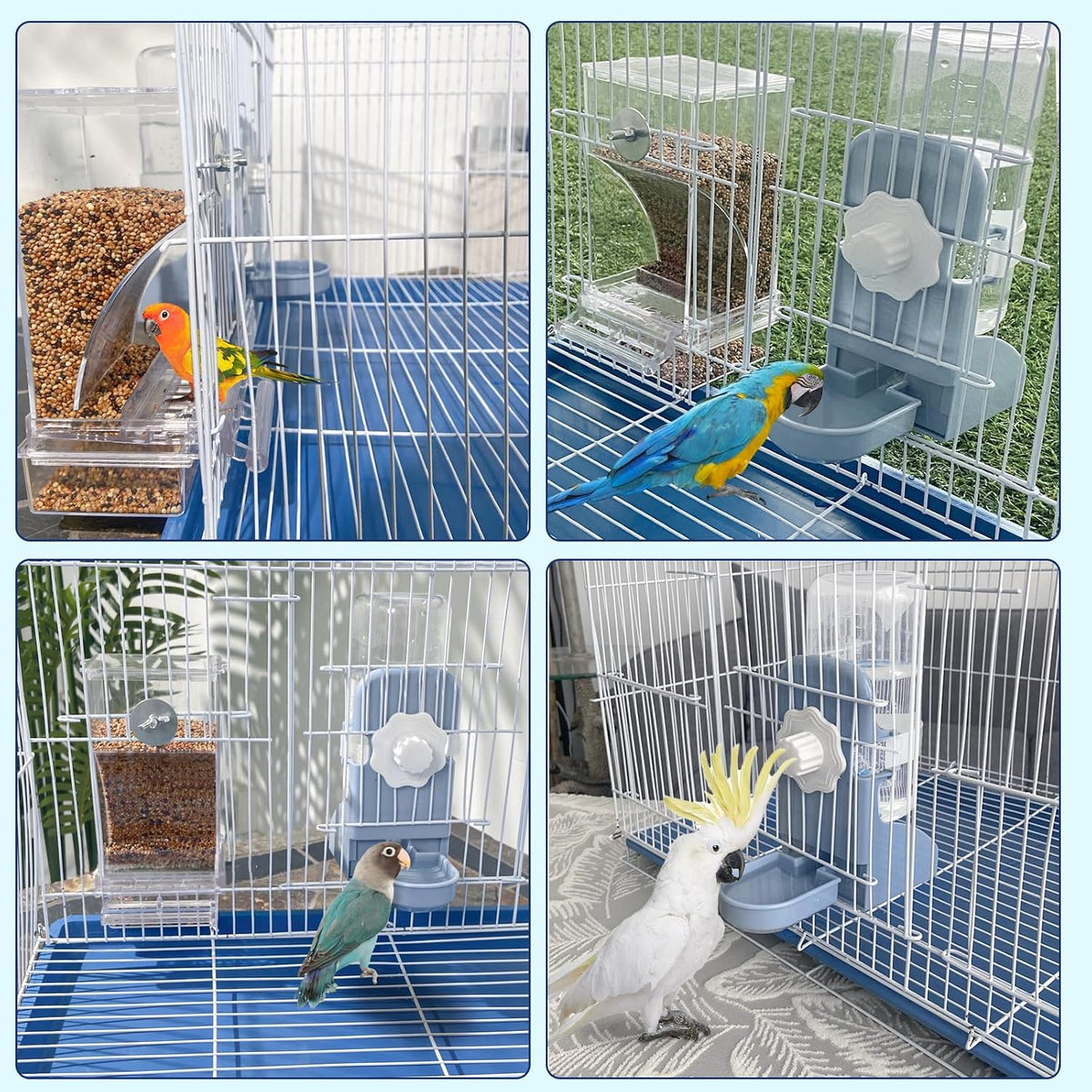 Lemtrflo No Mess Bird Feeder Water Dispenser Set - blue - image 2