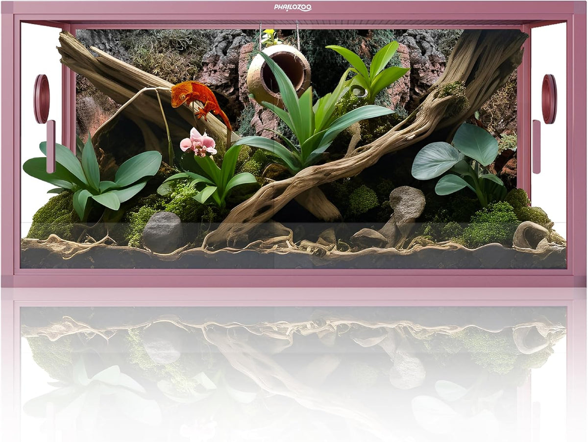 120 Gallon Reptile Tank, Stackable 4x2x2 Reptile Enclosure – Essentials for Reptiles And Amphibians - Bloom Pink / 50 Gallon
