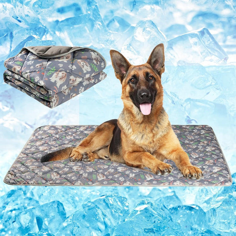 Dog Cooling Mat, Pet Washable Non-Toxic Summer Dogs Cats Cooling Pads Sleeping Kennel Mats Cool Ice - Small(22*28) / Gray