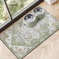 Dog Food Mats for Floors, Absorbent Dog Bowl Mat for Food and Water Dispenser Mat, Quick Dry Cat - Green / S(12"×20")