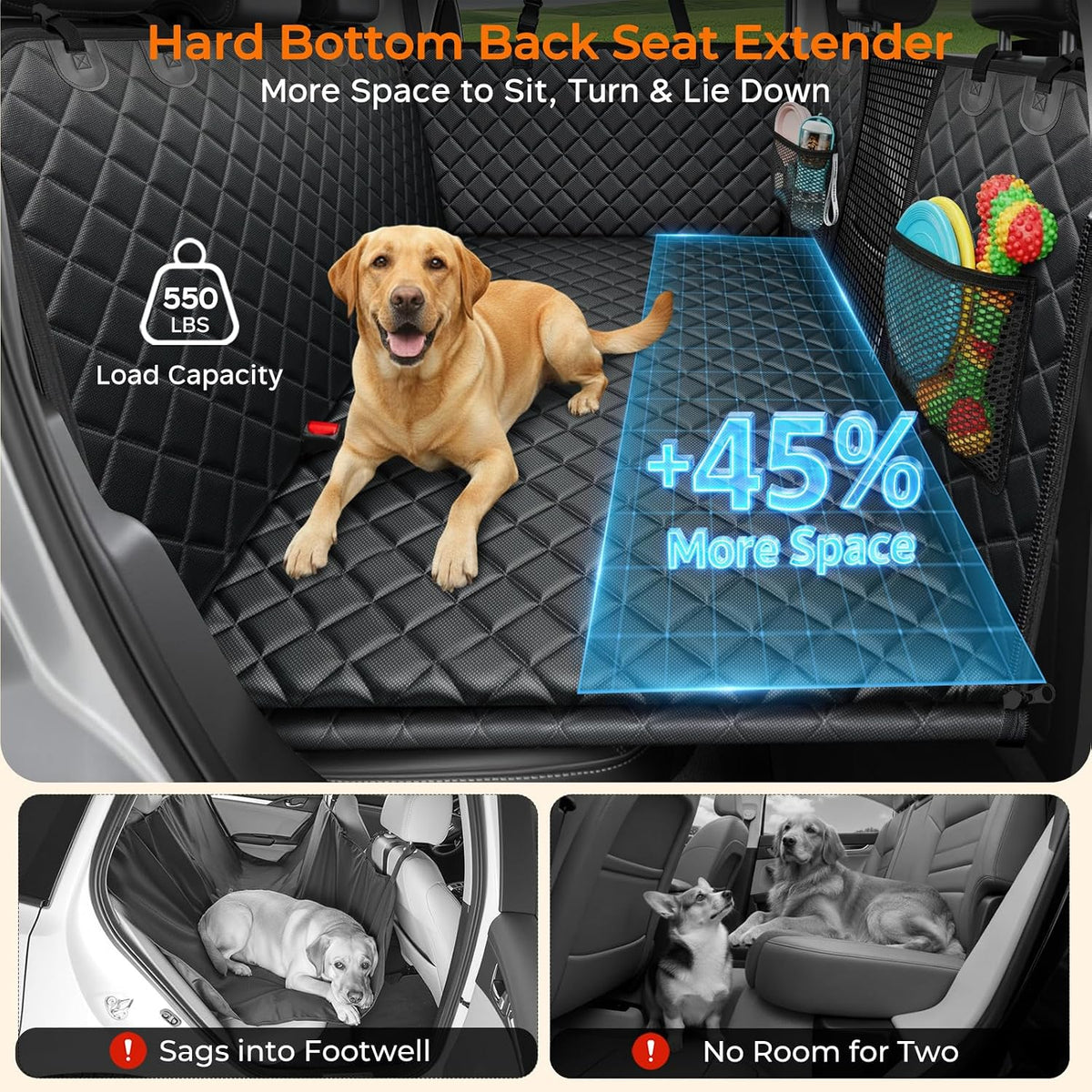 URPOWER Back Seat Extender for Dogs - Black / M - Cars / Full Size SUVs - image 2