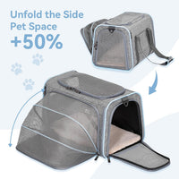Petsfit Medium Expandable Cat Carrier for Air Travel - 19.0"L x 12.0"W x 12.0"H / Light Gray - image 4