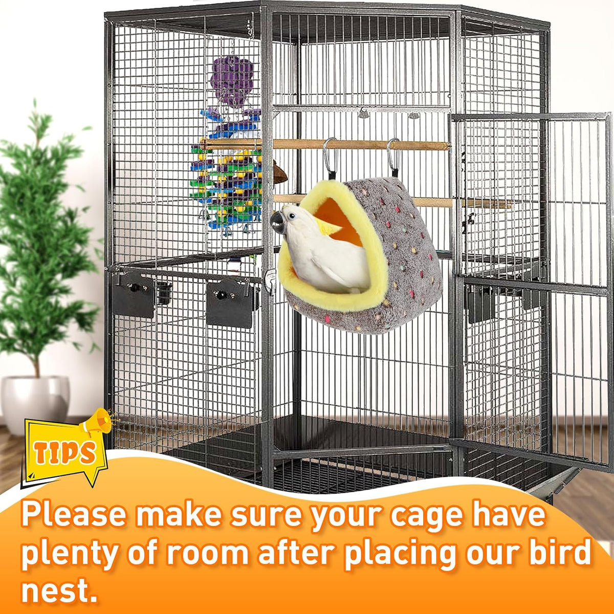 Medium Winter Warm Bird Nest House with Support Board for Cage – Essentials for Birds - Large - image 4