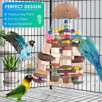KATUMO Bird Toy, Large Parrot Natural Wooden Blocks Chewing Toy Suits for African Grey Cockatoos - Nutshell - image 4