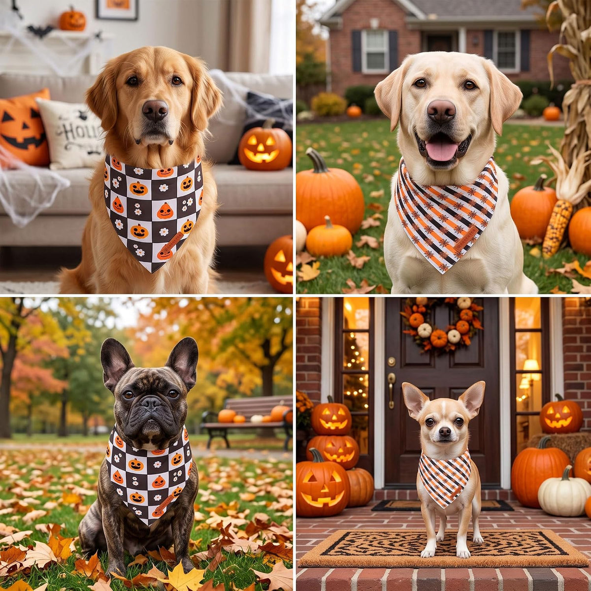 ADOGGYGO Pink Halloween Dog Bandanas Girl - Small / Halloween Checker - image 2