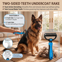 5 PCS Pet Grooming Kit, Dog Brush & Dematting Rake for Long Hair – Essentials for Cats - Blue 5pc - image 3