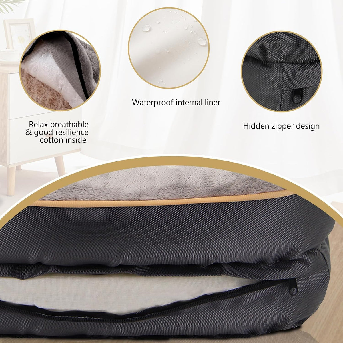Medium Memory Foam Dog Bed Orthopedic Dog Bed & Sofa with Removable - XLarge-40"x30" - image 3